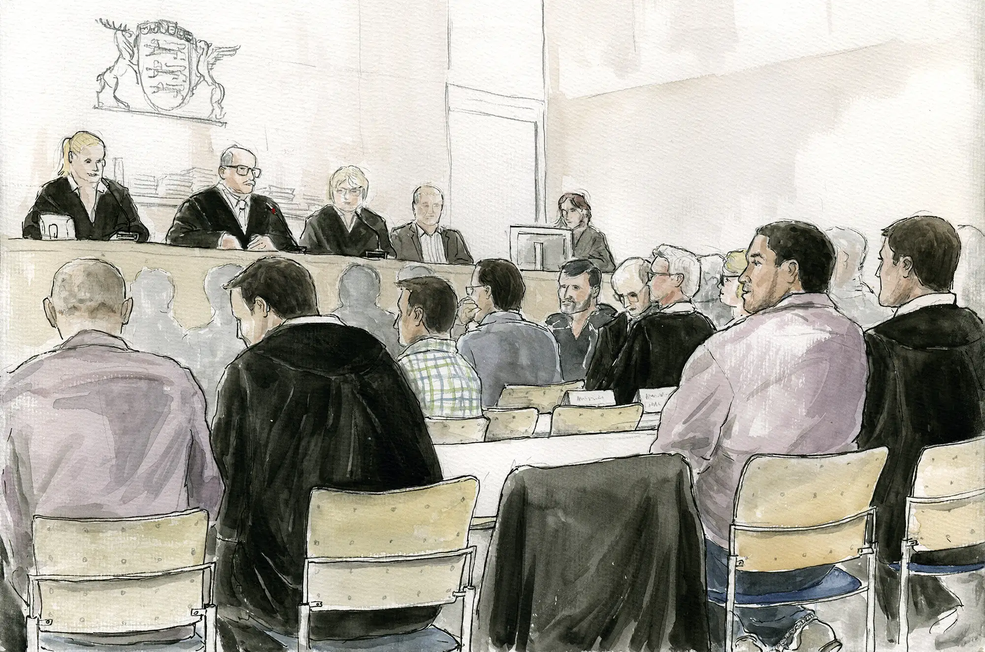 Gerichtszeichnung Drogenprozess Mannheim 2014 – Martin Burkhardt